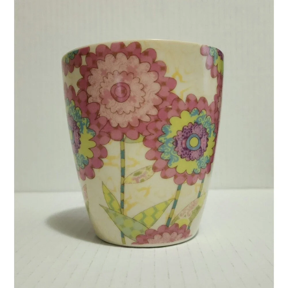 2013 Lang Ceramic Mug with Handle Ladybird by Tim Coffey Cream Pink Floral